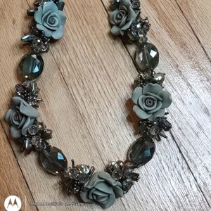 Vintage Rose and rhinestone women's necklace